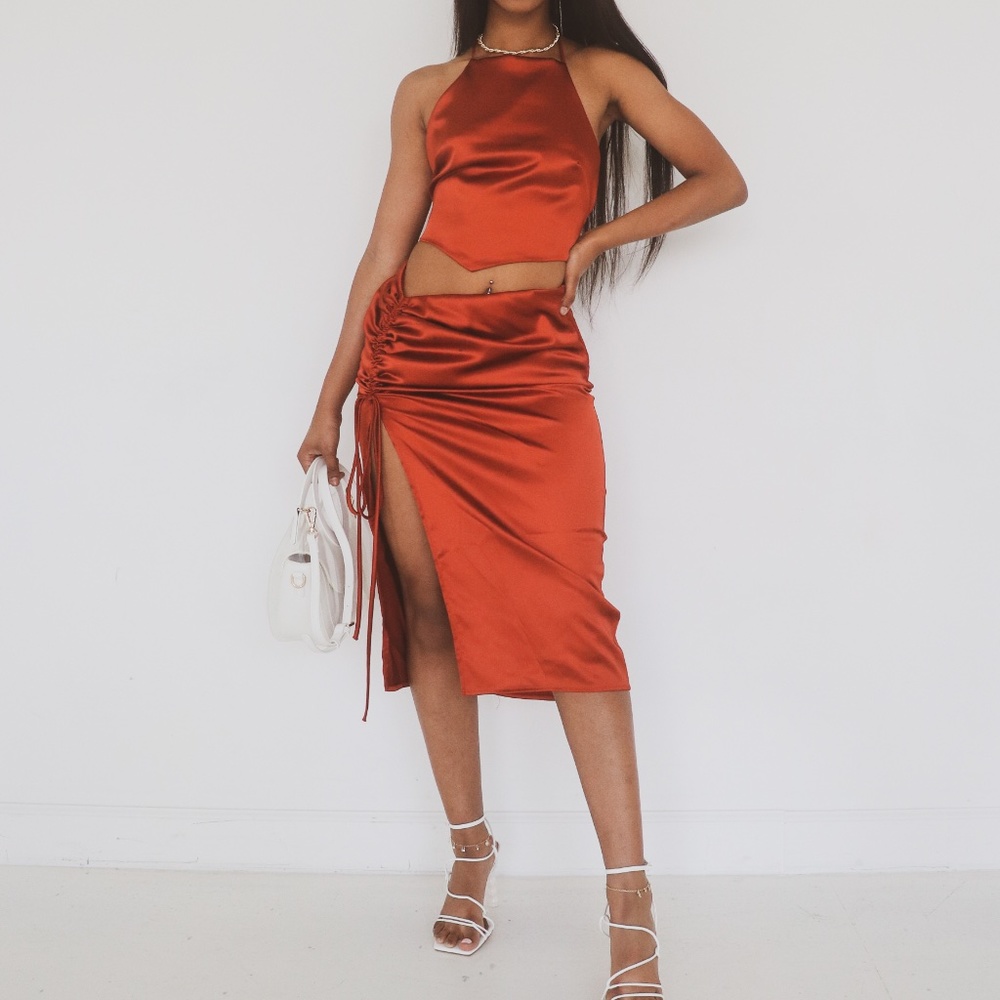 Satin Halter + Skirt Set